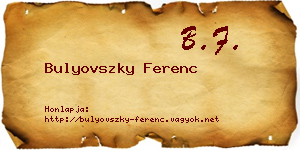 Bulyovszky Ferenc névjegykártya